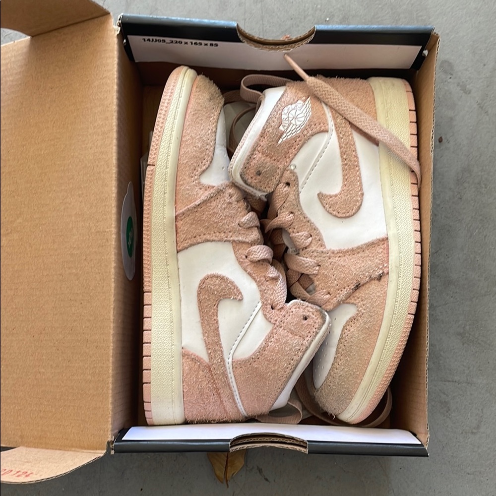 Jordan Pink and White High-Top Sneakers